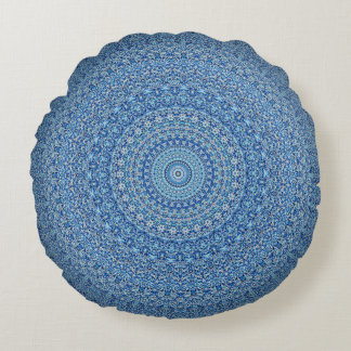 Blue Mandala Rond Kussen