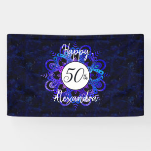 Blue Mandala Space Stars Boho 50th Birthday Party Spandoek