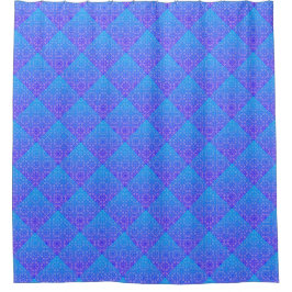 Blue Mandala Square Pattern Boho Shower Curtain Douchegordijn
