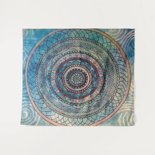 Blue Mandala Tapestry Wandkleed (Voorkant (horizontaal))