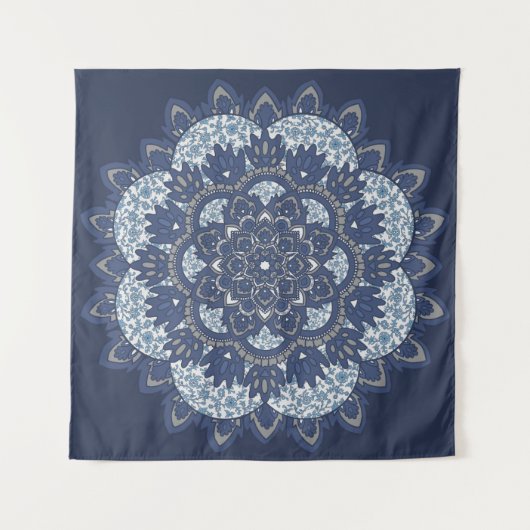 Blue Mandala Tapestry Wandkleed (Voorkant)