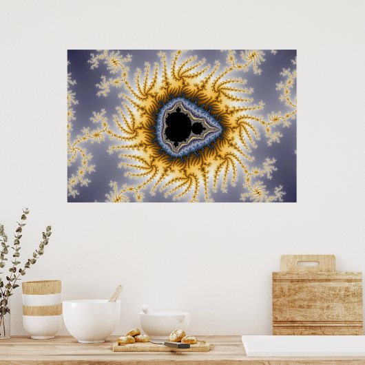 Blue Mandel - Fractal Poster (Keuken)