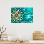 Blue Mandelbrot Fractal Poster (Keuken)