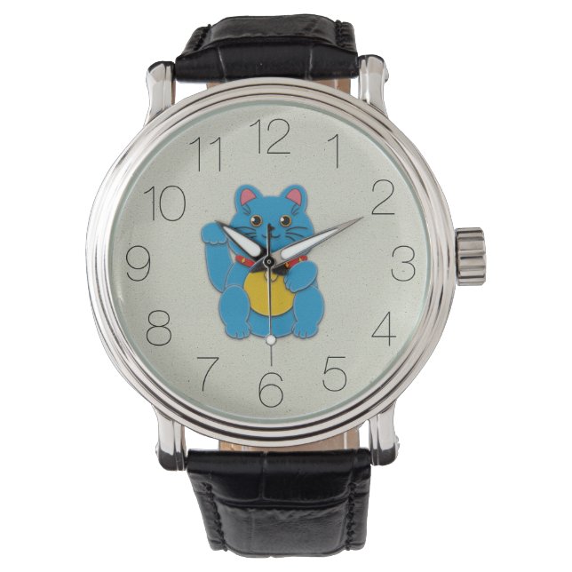 Blue Maneki-Neko's stabiliteitsklok Horloge (Voorkant)