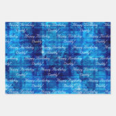 Blue Mannen Birthday DIY Text set of 3 Inpakpapier Vel (Voorkant)