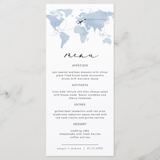 Blue Map Destination Dinner Menu | Carmen (Devant)