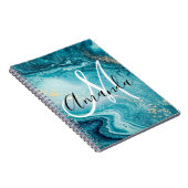 Blue Marble Abstract Monogram Notitieboek (Rechterzijde)