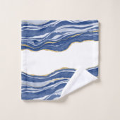 Blue Marble Agate Gold Glitter Bad Handdoek (Wasdoekje)