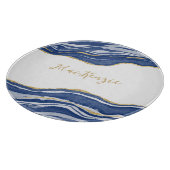 Blue Marble Agate Gold Glitter - op maat gemaakt Snijplank (Hoek)