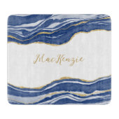 Blue Marble Agate Gold Glitter - op maat gemaakt Snijplank (Voorkant)