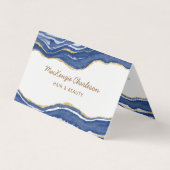 Blue Marble Agate Gold Glitter Visitekaartjes (Voorkant)