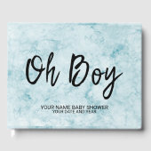 Blue Marble Gepersonaliseerde Baby Boy Shower Gues Gastenboek (Voorkant)