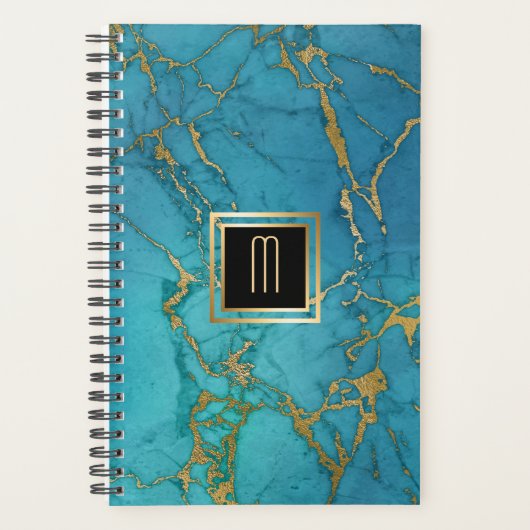 Blue Marble Gold Laced Monogram Planner (Voorkant)