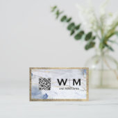Blue Marble | Leather Trip | Monogram | QR Code Visitekaartje (Staand voorkant)