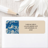 Blue Marble Modern Coastal Wedding Retouradres Etiket (Insitu)