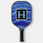 Blue Marble Monogram Name Persoonlijk Pickleball Paddle (Voorkant)