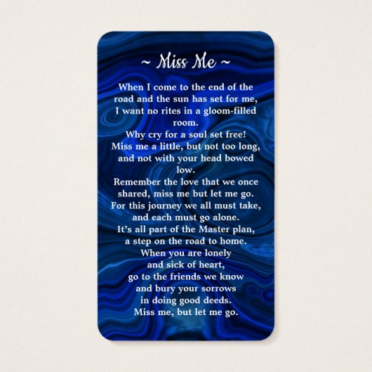 Blue Marble Photo Funeral Memorial Prayer Kaart (Achterkant)