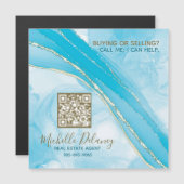 Blue Marble Real Estate Agent Promo Magnet QR Code (Voorkant / Achterkant)
