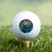 Blue Marble roos gold glitter Mongram gepersonalis Golfballen (Insitu Shirt)