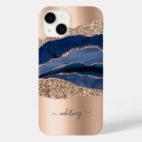 Blue Marble Roos Gold Glitter Name