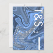 Blue Marble Swirl Bold Script Typografie Kaart (Voorkant)