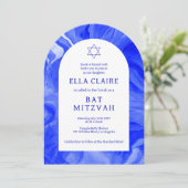 Blue Marble Swirls Star QR Bar Bat Mitzvah Arch Kaart (Staand voorkant)