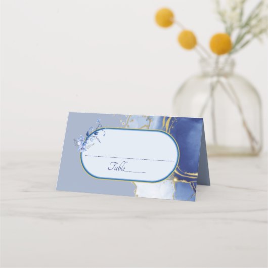 Blue Marble Wedding Place Card (Voorkant)