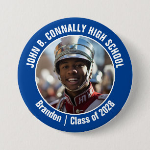 Blue Marching Band Foto High School Spirit Ronde Button 7,6 Cm