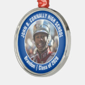 Blue Marching Band Foto Middelbare School Kerstmis Metalen Ornament (Links)
