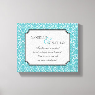 Blue mariage damassé citation toile personnalisée