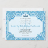 Blue Mariage damassé Invitations Monogramme M (Devant)