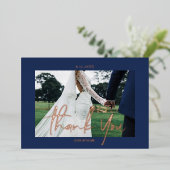 Blue Mariage Real Foil 2 photos Merci Cartes (Debout devant)