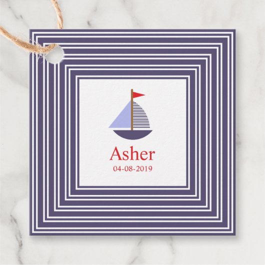 Blue Marine Inspitation Design for Childrens Bedankjes Labels (Voorkant)