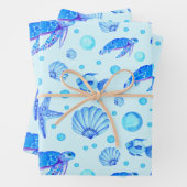 Blue Marine Life - Turtles, Fish and Seashells Inpakpapier Vel (In situ)