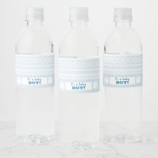 Blue Mariusgenser Boy Baby shower Waterfles Etiket (Flessen)