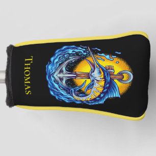 Blue Marlin, Anchor, Waves en Sun Golf Head Hoesje Golfheadcover