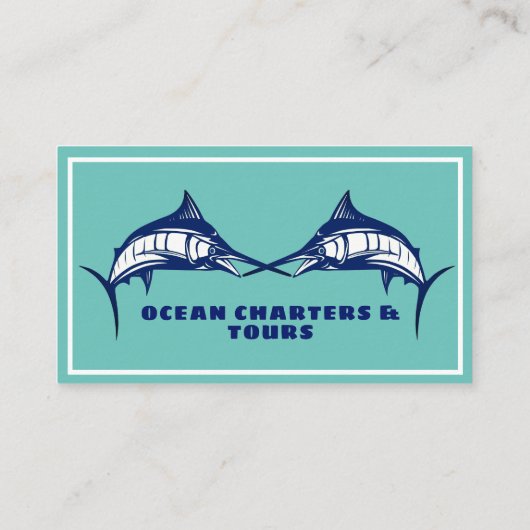 Blue Marlin Design Ocean Charter Carte de visite (Dos)