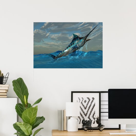 Blue Marlin Jump Print (Thuiskantoor)