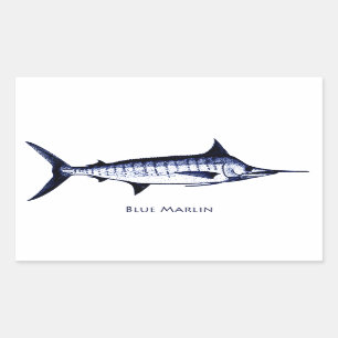Blue Marlin Logo Rechthoekige Sticker
