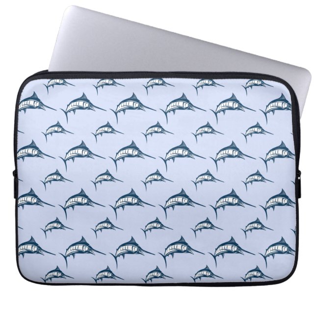 Blue Marlin Pattern Laptop Sleeve (Voorkant)