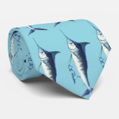 Blue Marlin pattern Tie Stropdas (Opgerold)