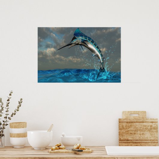 Blue Marlin Splash Print (Keuken)