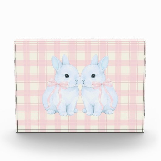 Blue Marshmallow Bunny Rabbits Easter Acrylic Art Fotoblokken (Voorkant)