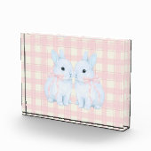 Blue Marshmallow Bunny Rabbits Easter Acrylic Art Fotoblokken (Rechts)