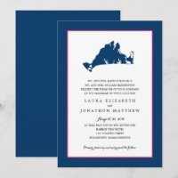 Blue Marthas Vineyard-kaart | Uitnodiging tot wedd