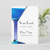 Blue Martini Cocktails Invitation Modèle (Debout devant)
