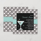 Blue Martini Diamond Bachelorette Party Invitation Kaart (Voorkant / Achterkant)
