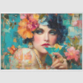 Blue Martini Glam Woman Decoupage Tissuepapier (Voorkant)