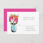 Blue Mason Jar et Gerber Daisies RSVP (Devant / Derrière)