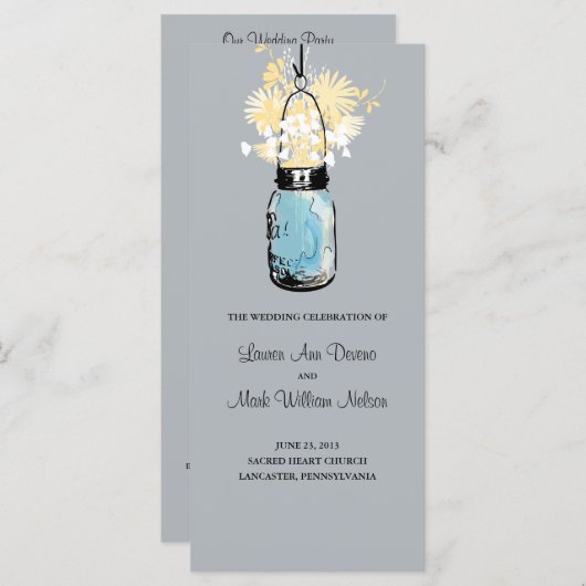 Blue Mason Jar et programme Fleur sauvage (Devant / Derrière)